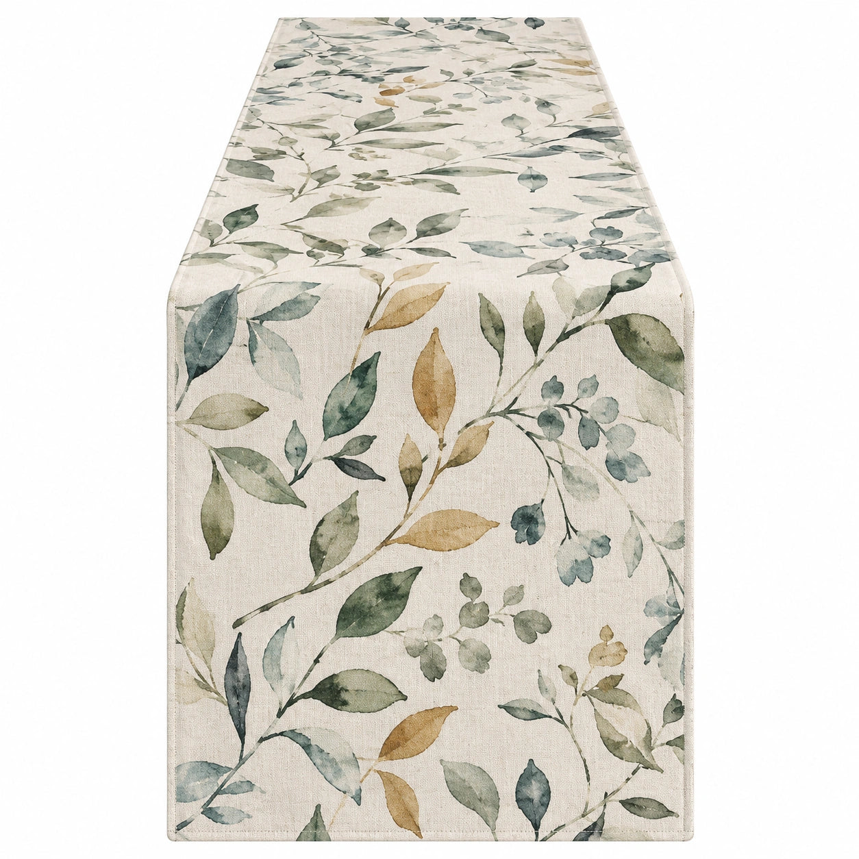 Camino de Mesa Floral Hoja 180x33 cm Verde/Beige