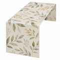 Camino de Mesa Beige y Verde con Hojas Naturales 180x35cm