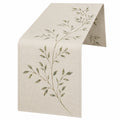 Camino de Mesa Beige con Estampado de Hojas Verdes