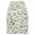 Camino de Mesa con Diseño de Hojas de Eucalipto 180x40 cm Beige/Verde