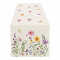 Camino de mesa floral con mariposas 180x35 cm beige