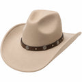 Sombrero Vaquero Beige con Banda de Cuero Decorativa