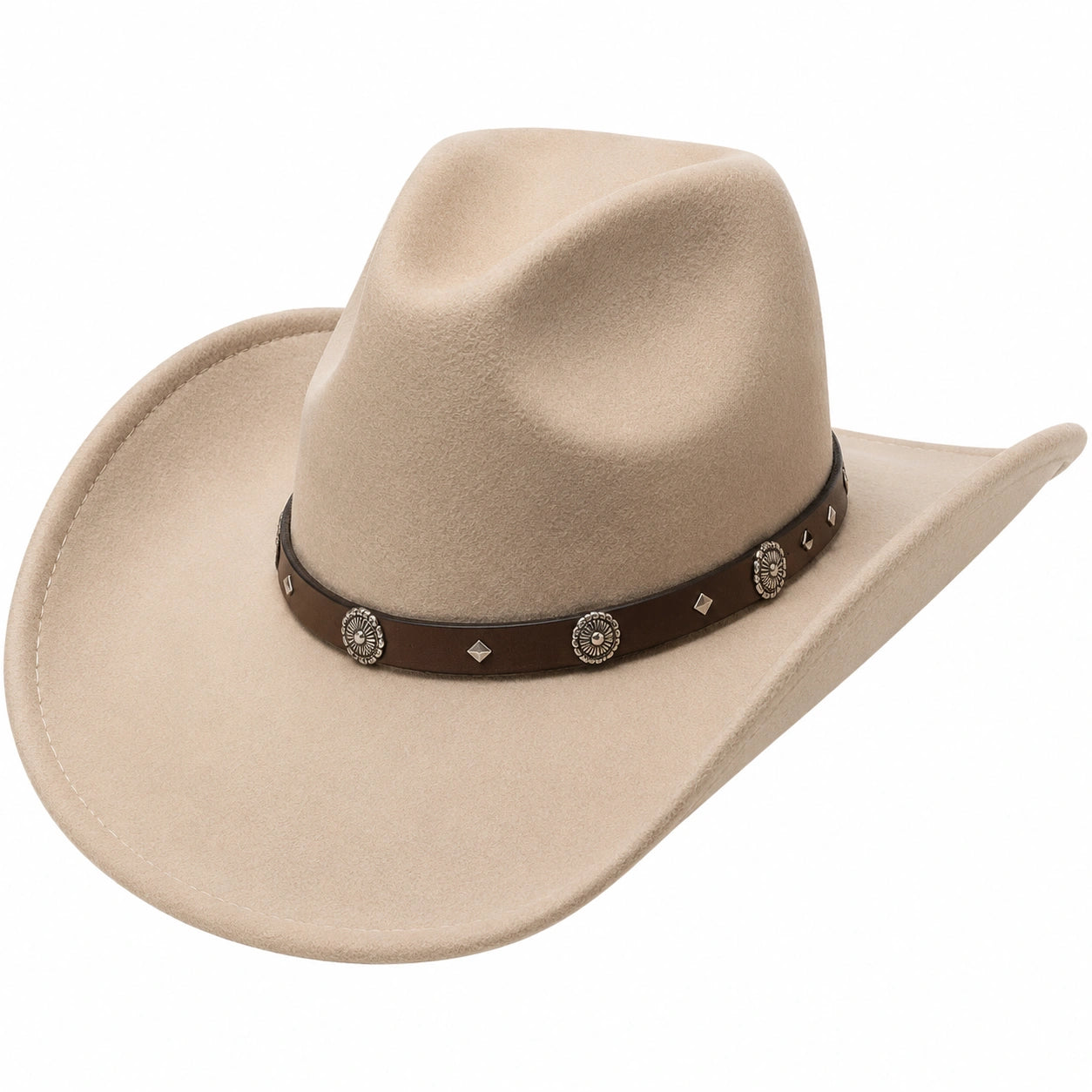 Sombrero Vaquero Beige con Banda de Cuero Decorativa