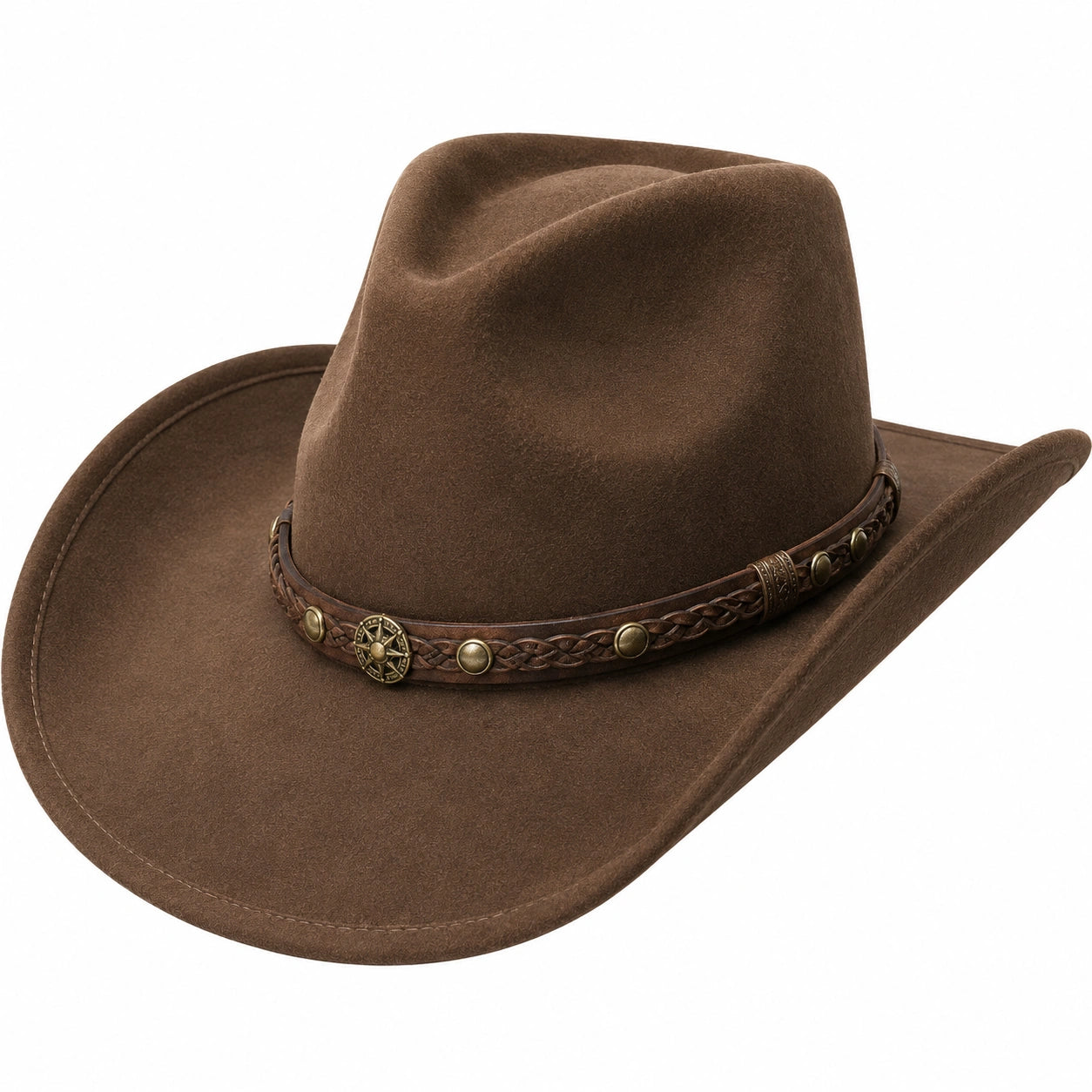 Sombrero Vaquero Clásico Marrón con Banda Decorativa