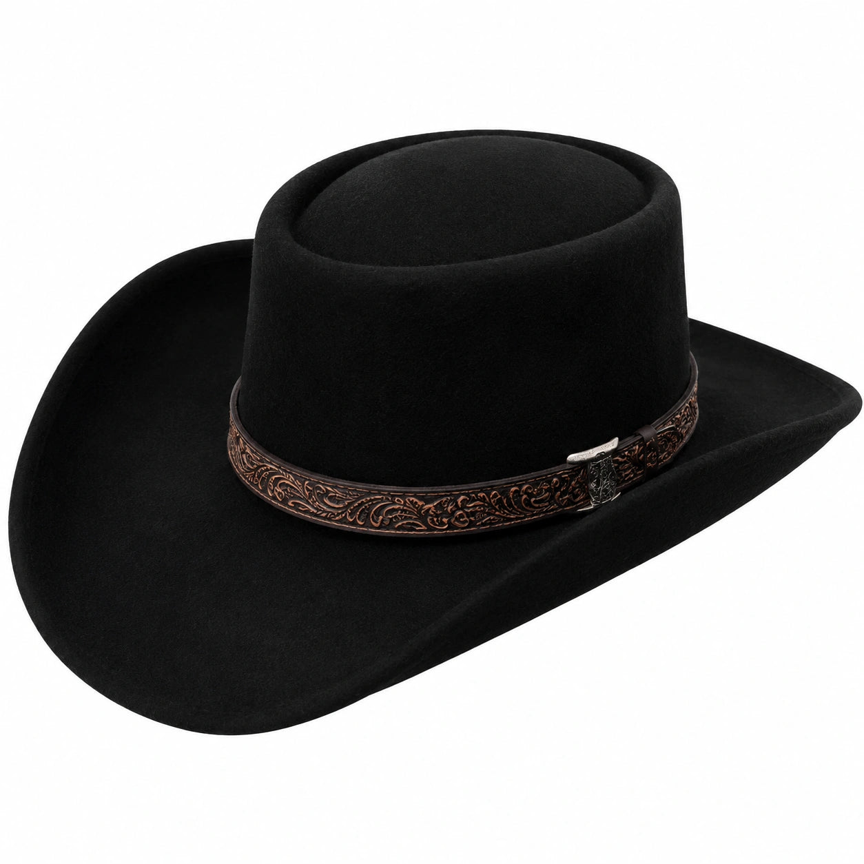 Sombrero Vaquero Negro con Cinta Grabada