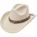 Sombrero Vaquero Beige con Cinta Trenzada Decorativa