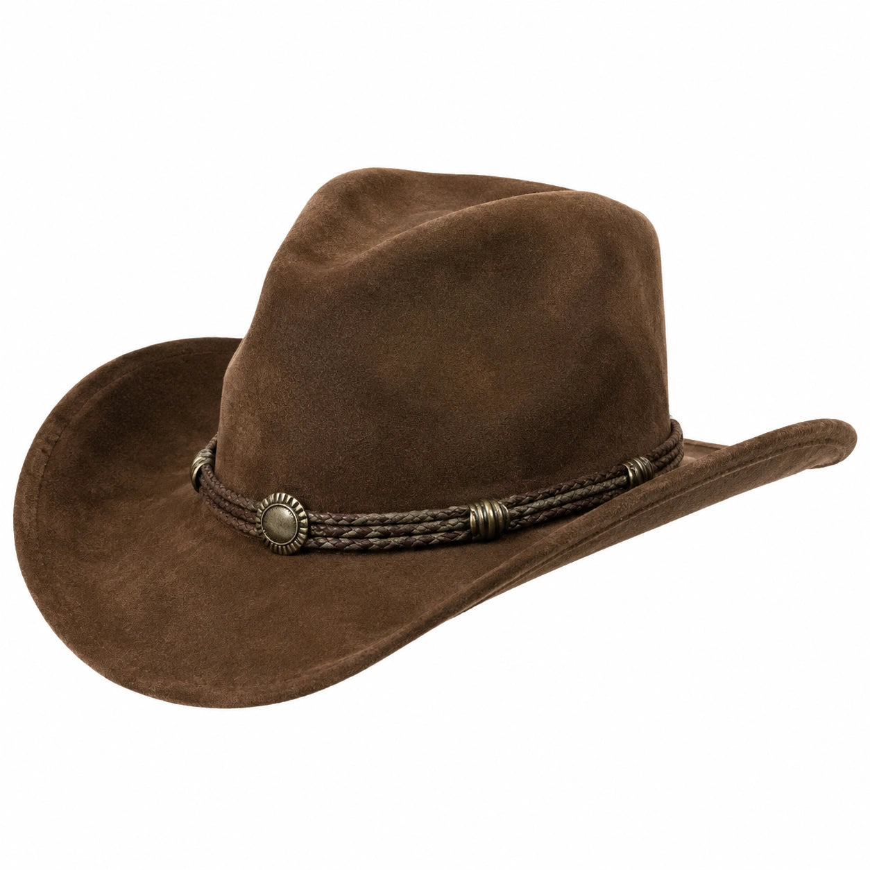 Sombrero vaquero marrón con cinta trenzada decorativa