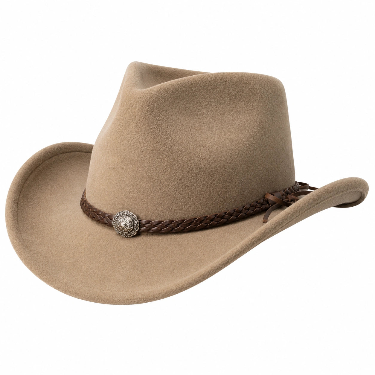 Sombrero vaquero clásico marrón con banda trenzada