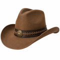 Sombrero vaquero marrón con detalle trenzado y metal