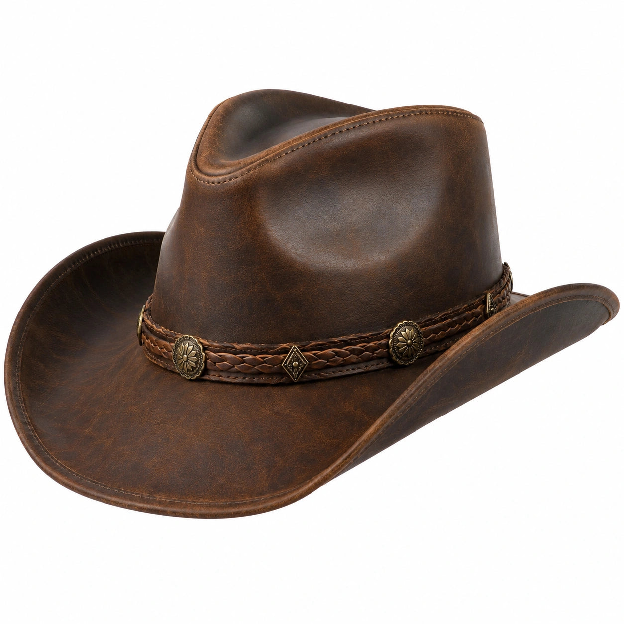 Sombrero Vaquero Clásico Marrón con Detalles Decorativos