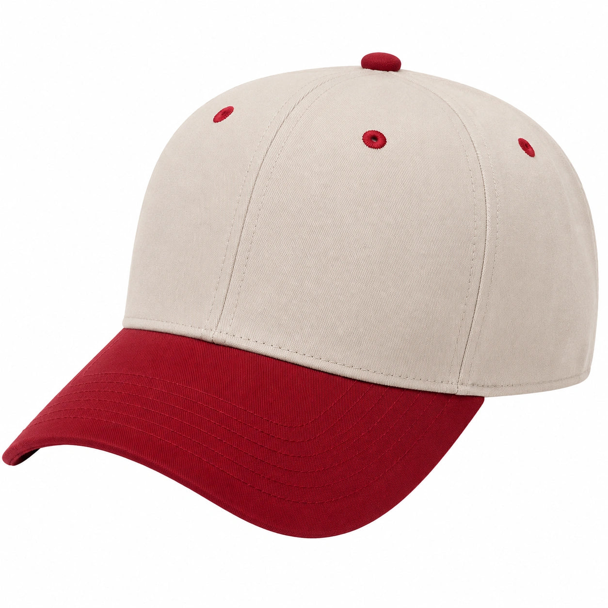 Gorra Beige y Roja con Visera Curva Ajustable para Adultos