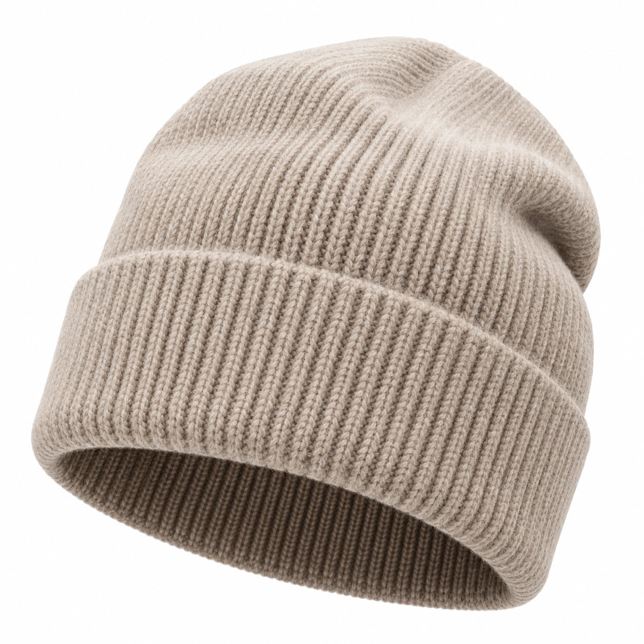 Gorro de Punto Acanalado Unisex Beige