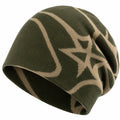 Gorro Beanie de Color Verde con Estrellas Beige