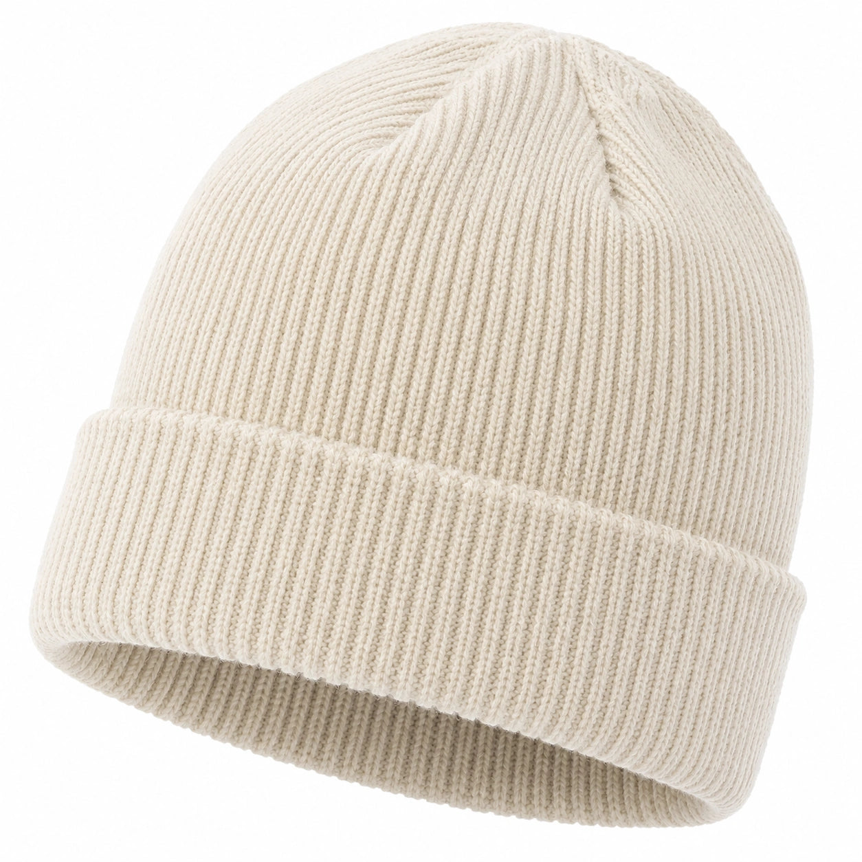Gorro de punto acanalado para adultos color beige