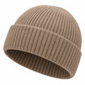 Gorro de Punto Acanalado Beige Unisex