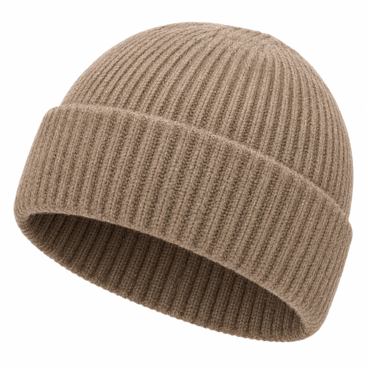 Gorro de Punto Acanalado Beige Unisex