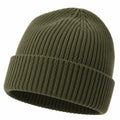 Gorro unisex de punto acanalado verde oliva