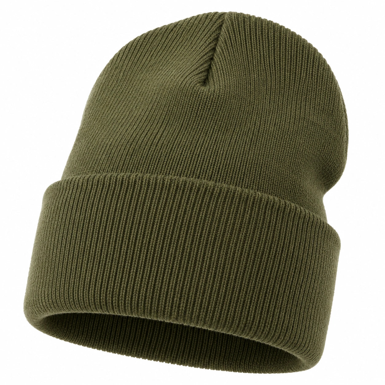 Gorro de Punto Acanalado Verde Oliva Unisex