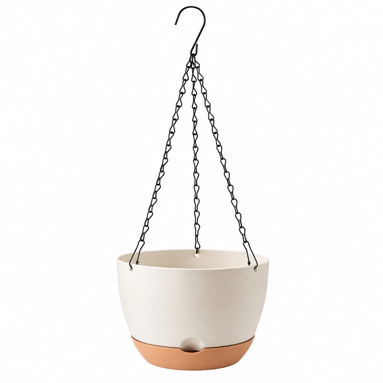 Maceta Colgante Beige y Marrón con Cadena Metálica
