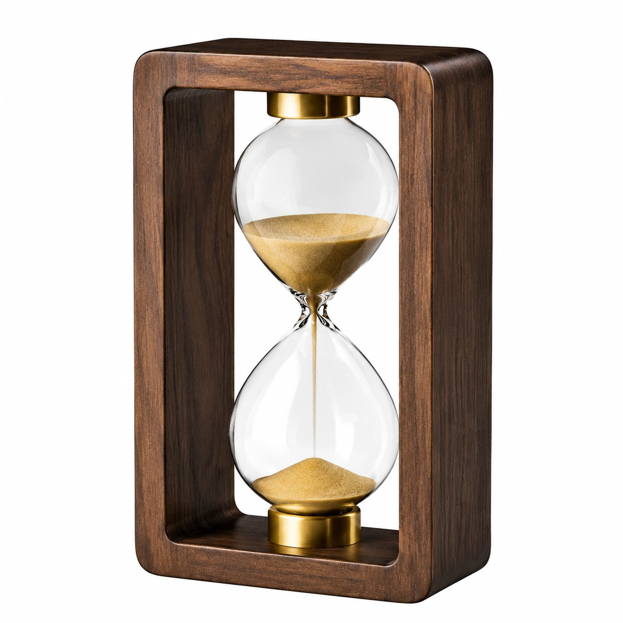 Reloj de Arena Decorativo de Madera y Vidrio con Arena Dorada